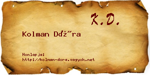 Kolman Dóra névjegykártya